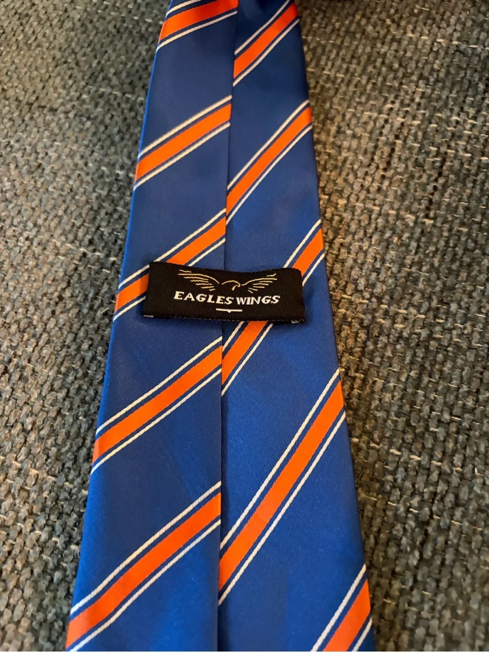 Blue and Orange Striped Men's Tie with Florida Gator Motif